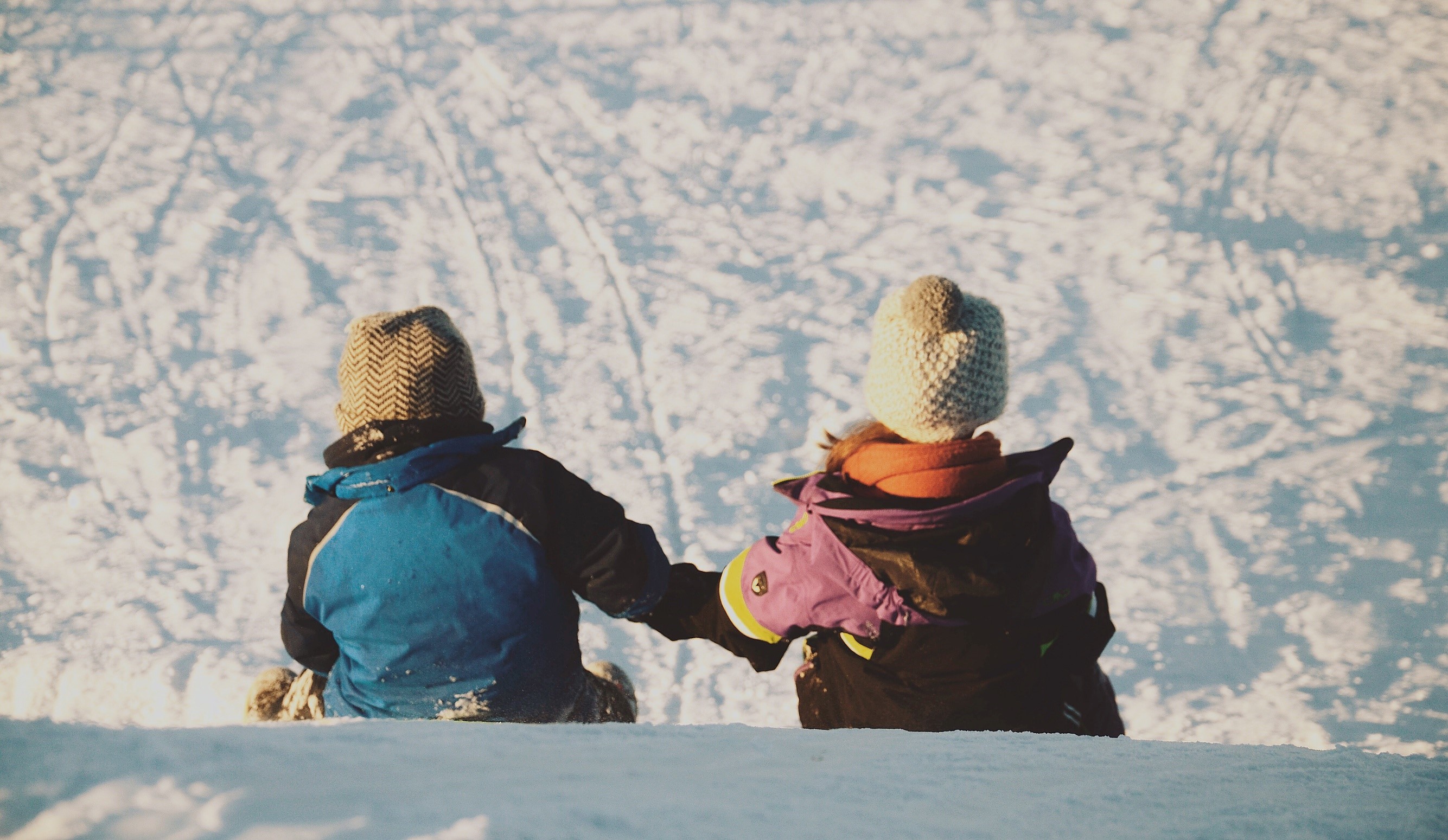 two children on sled